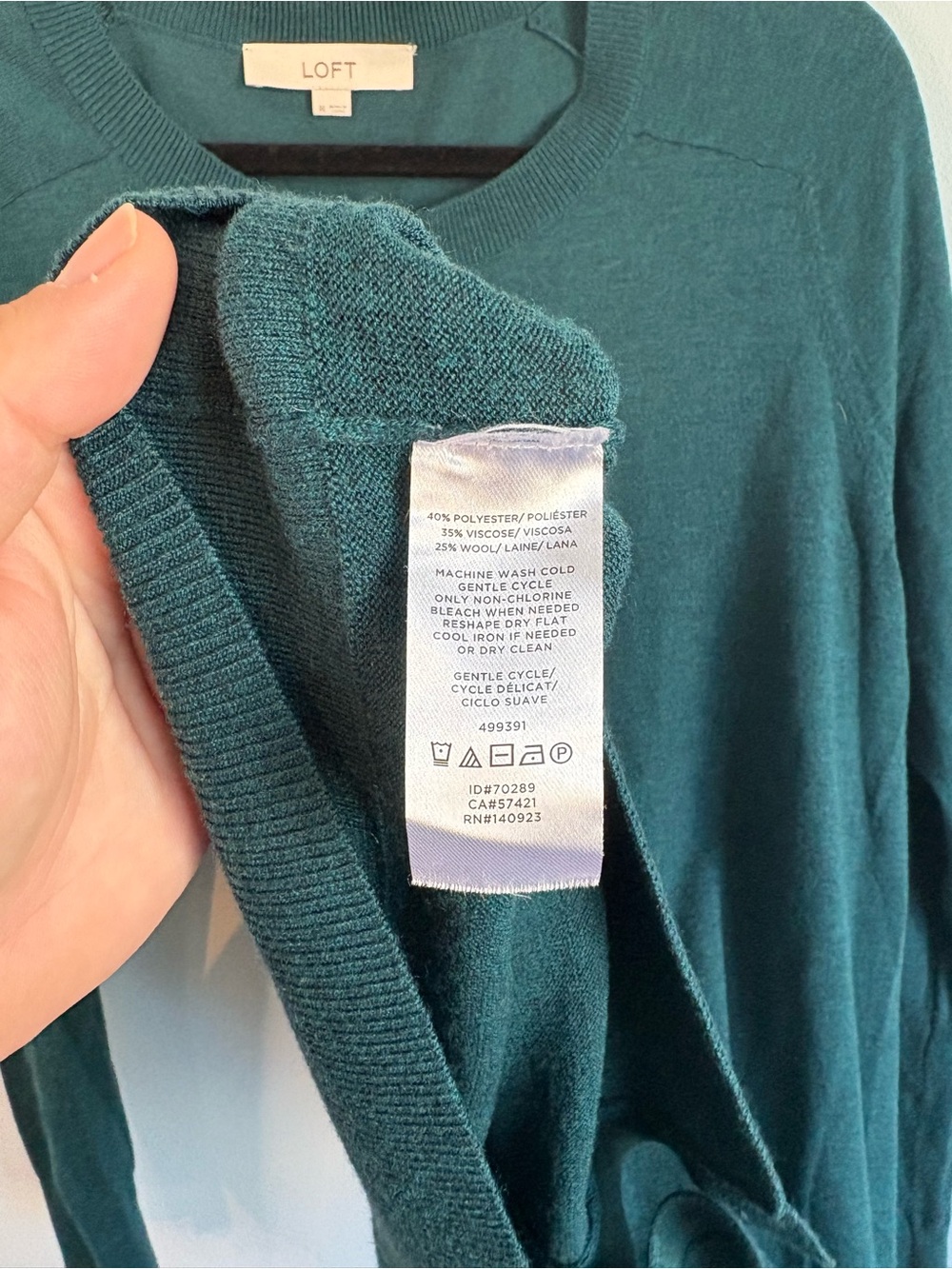 LOFT Teal Green Button-Front Women's Cardigan - Picture 3 of 4